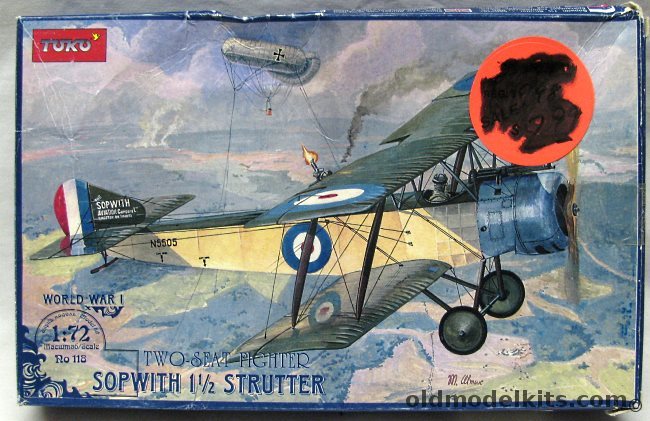 Toko 1/72 Sopwith 1 1/2 Strutter - Two Seat Fighter, RO118 plastic model kit